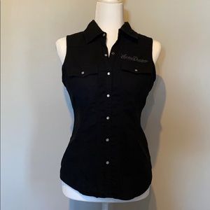 Harley Davidson shirt vest, button up. Size Small.